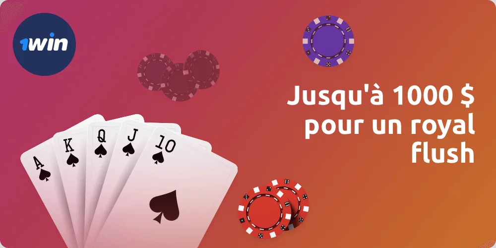 Les utilisateurs de 1win peuvent gagner jusqu'à 1 000 $ pour une quinte flush royale